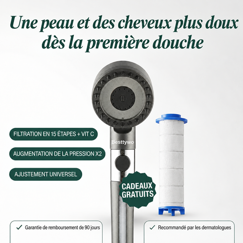 Tête de douche avec système de filtration en 15 étapes + vitamine C
